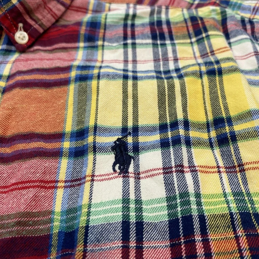 Ralph Lauren Shirt Youth XL 18-20 Madras Plaid Button Down Long Sleeve Pony Logo